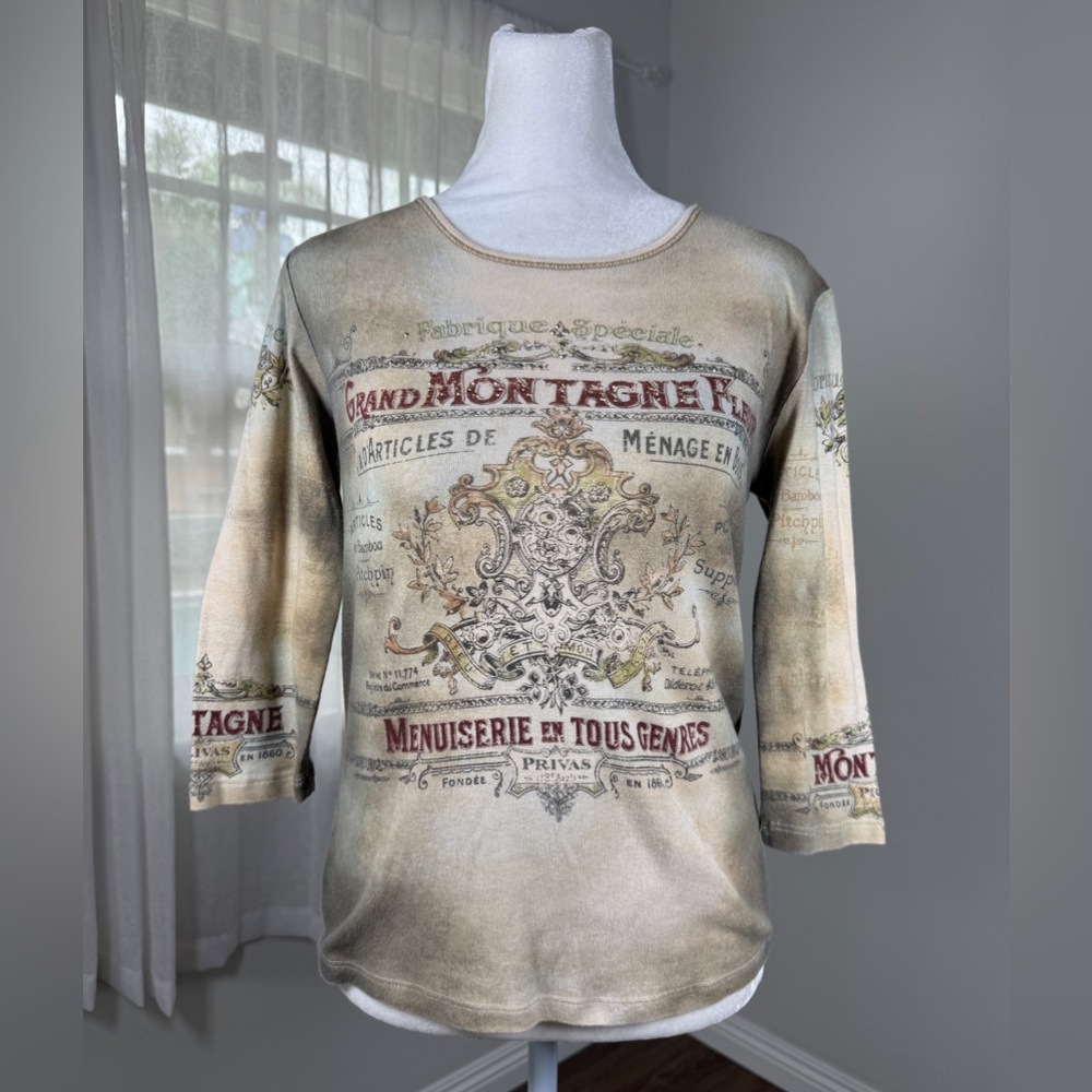 Vintage Y2K Jamee J. Multicolored Printed 3/4 Sleeve Jersey